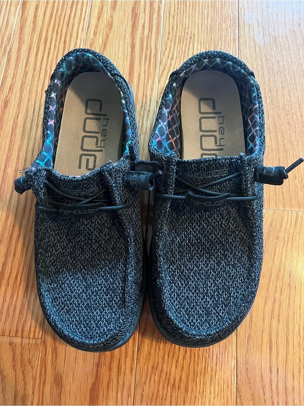 Hey Dude Women's Wendy Sox Micro Total Black Casual Loafers - Size 5